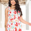 Vestido Longo Feminino Tecido Crepinho Estampa Florido com Alça larga e Lastex