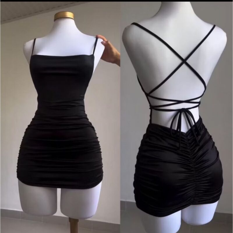 vestido transado empina bumbum drapeado (Eloa)