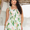 Vestido Longo Feminino Tecido Crepinho Estampa Florido com Alça larga e Lastex