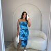 Vestido Feminino Estampado Tie Dye Com Fenda Midi Ribana