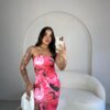 Vestido Feminino Estampado Tie Dye Com Fenda Midi Ribana